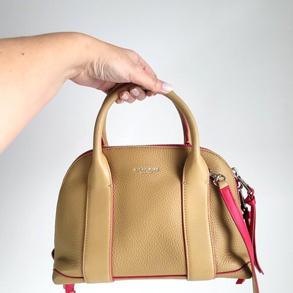 Coach Bleecker Preston Satchel In Edgepaint and Pink Leather I Crossbody - Picture 3 of 10